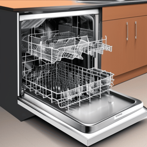 A fully integrated dishwasher hidden in the kitchen cabinet