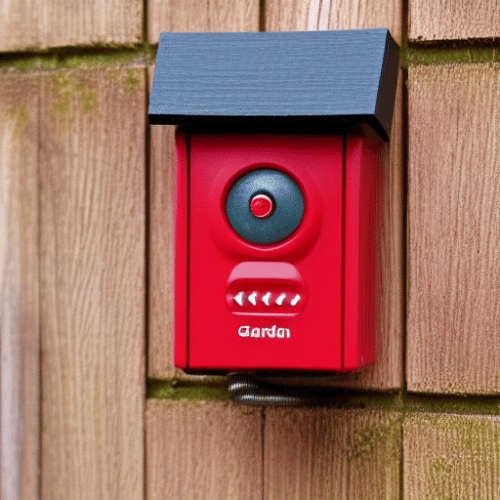 Alarm device attached in the garden shed