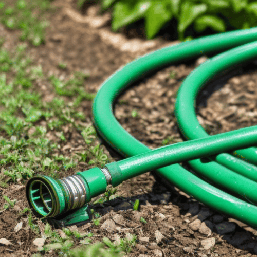Expandable hose in the garden