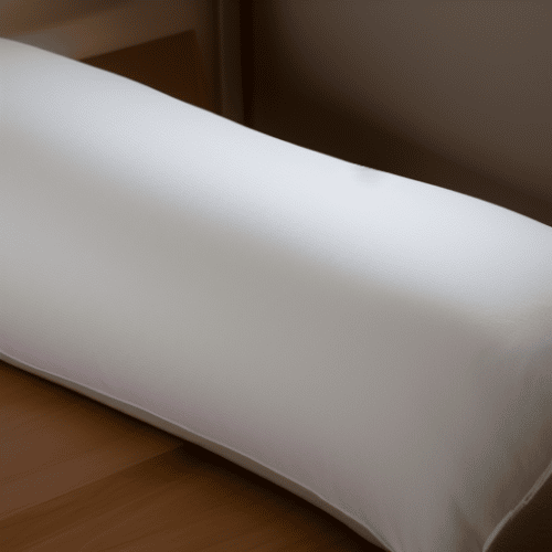 Long white pillow in bed