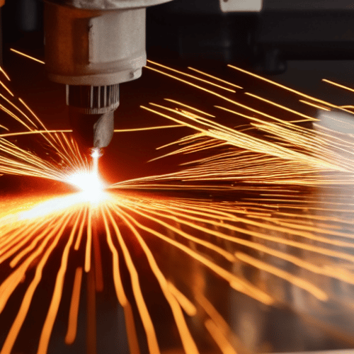 a plasma cutter at work on a steel cutting