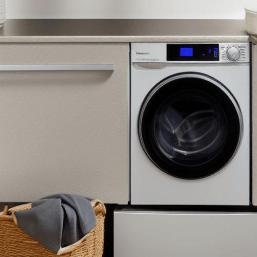an integrated washer dryer with some clothes in the basket