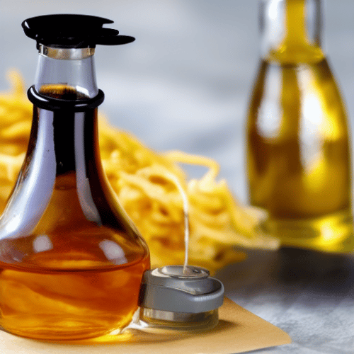 disposing of cooking oil into a bottle