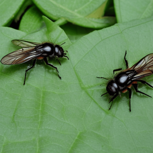 flies on plant leaves