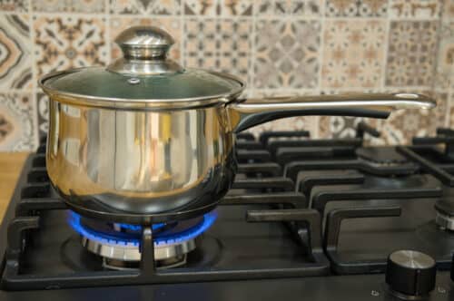 stainless steel pot on a stovetop