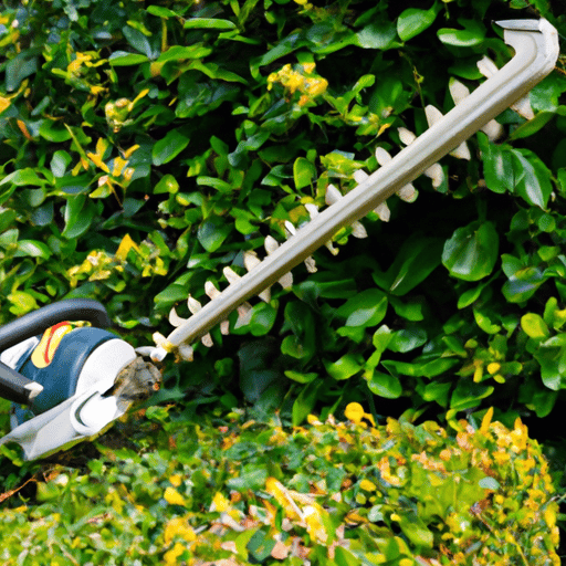 a cutting tool on the bushes
